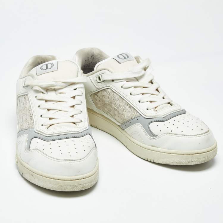 Pre Owned Dior b27 Size 43 Tricolor Oblique Canvas and Leather Lace Up Sneakers