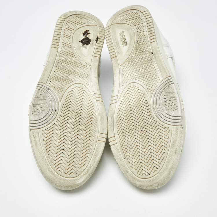 Pre Owned Dior b27 Size 43 Tricolor Oblique Canvas and Leather Lace Up Sneakers