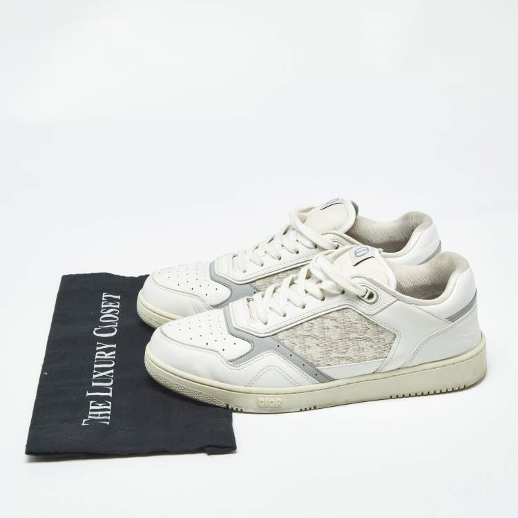 Pre Owned Dior b27 Size 43 Tricolor Oblique Canvas and Leather Lace Up Sneakers