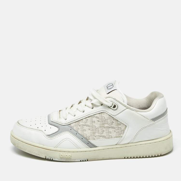Pre Owned Dior b27 Size 43 Tricolor Oblique Canvas and Leather Lace Up Sneakers
