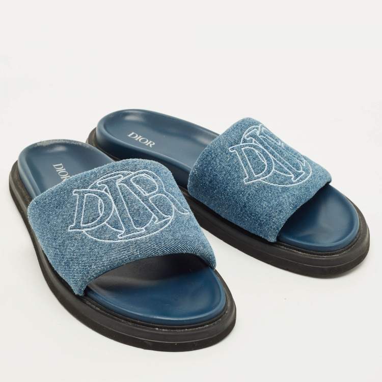 Pre Owned Dior Aqua Size 43 Blue Denim Slide Sandals