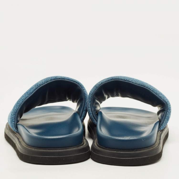 Pre Owned Dior Aqua Size 43 Blue Denim Slide Sandals
