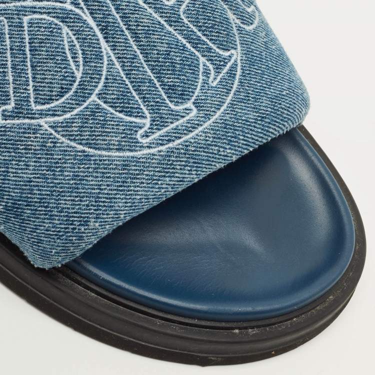 Pre Owned Dior Aqua Size 43 Blue Denim Slide Sandals