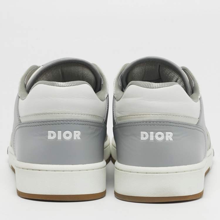 Pre Owned Dior B27 Size 45 Grey  Oblique Canvas and Leather Low Top Sneakers