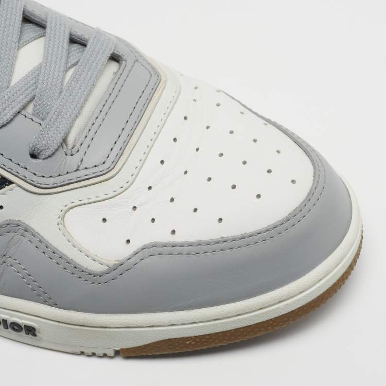 Pre Owned Dior B27 Size 45 Grey  Oblique Canvas and Leather Low Top Sneakers
