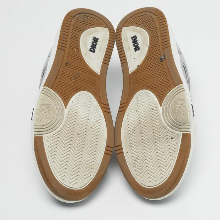 Pre Owned Dior B27 Size 45 Grey  Oblique Canvas and Leather Low Top Sneakers