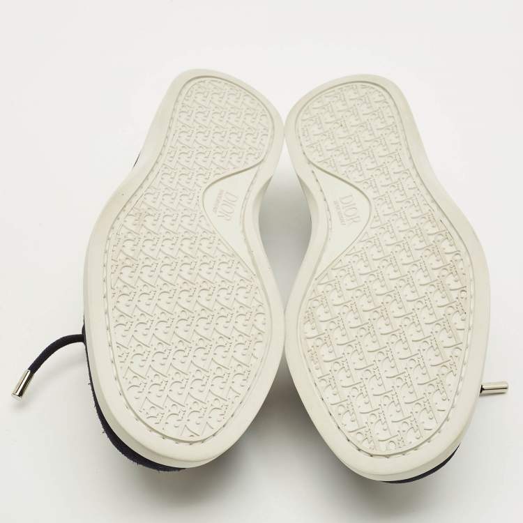 مملوكة مسبقًا Dior Granville Size 40 Navy Blue Oblique Canvas and Suede Boat Shoes