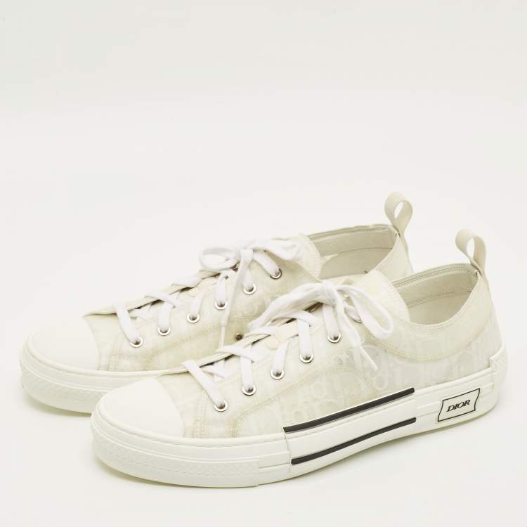 Pre Owned Dior B23 Size 45 White Mesh and PVC Lace Up Sneakers