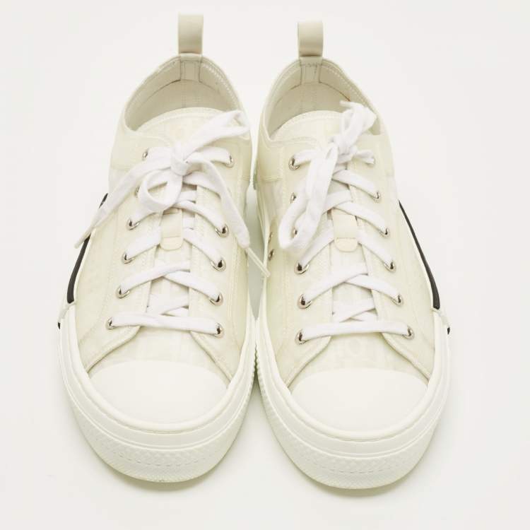 Pre Owned Dior B23 Size 45 White Mesh and PVC Lace Up Sneakers