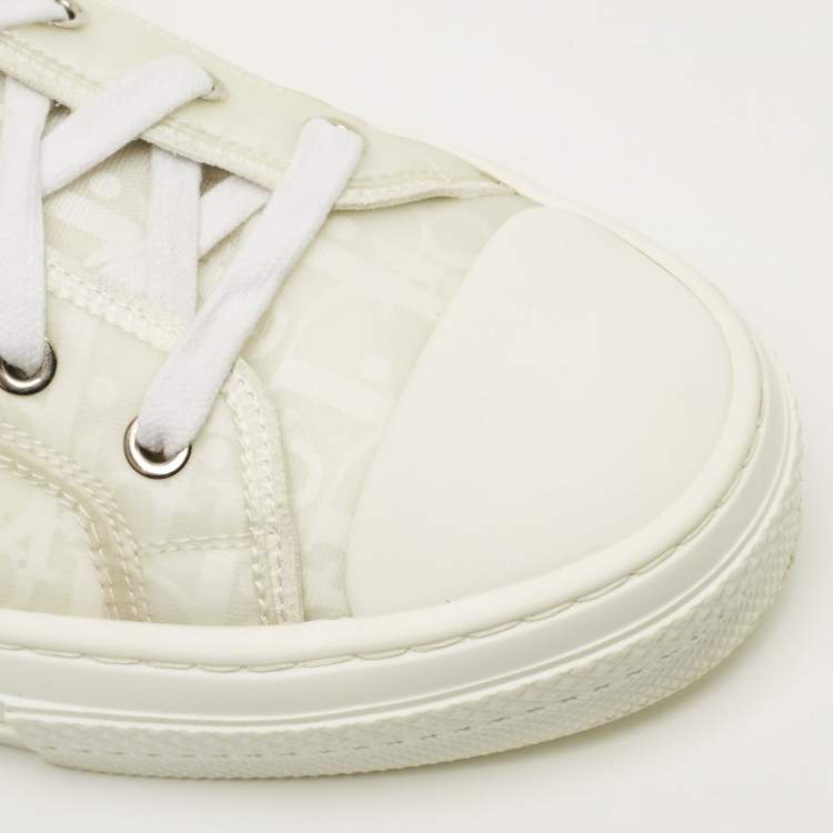 Pre Owned Dior B23 Size 45 White Mesh and PVC Lace Up Sneakers