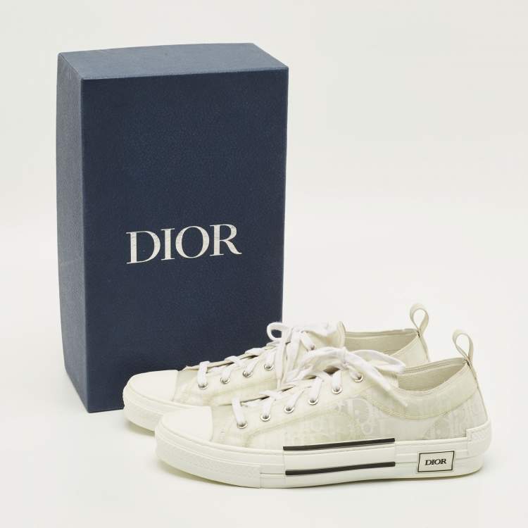 Pre Owned Dior B23 Size 45 White Mesh and PVC Lace Up Sneakers