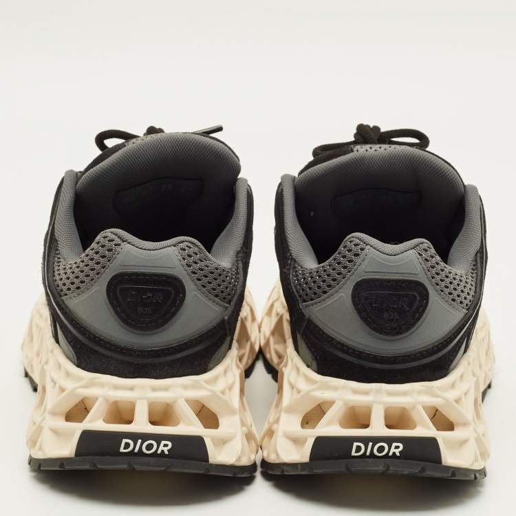 Pre Owned Dior B35 Size 41 Grey/Black Mesh and Suede NXXT Lace Up Sneakers