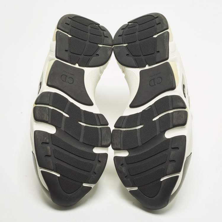 Pre Owned Dior B22 Size 45 Cream Leather and Mesh Lace Up Sneakers