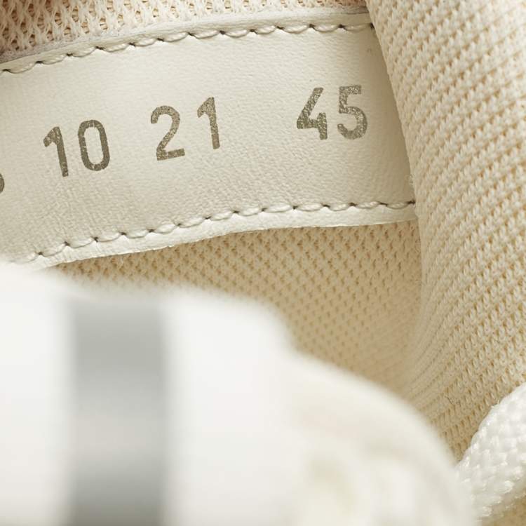 Pre Owned Dior B22 Size 45 Cream Leather and Mesh Lace Up Sneakers