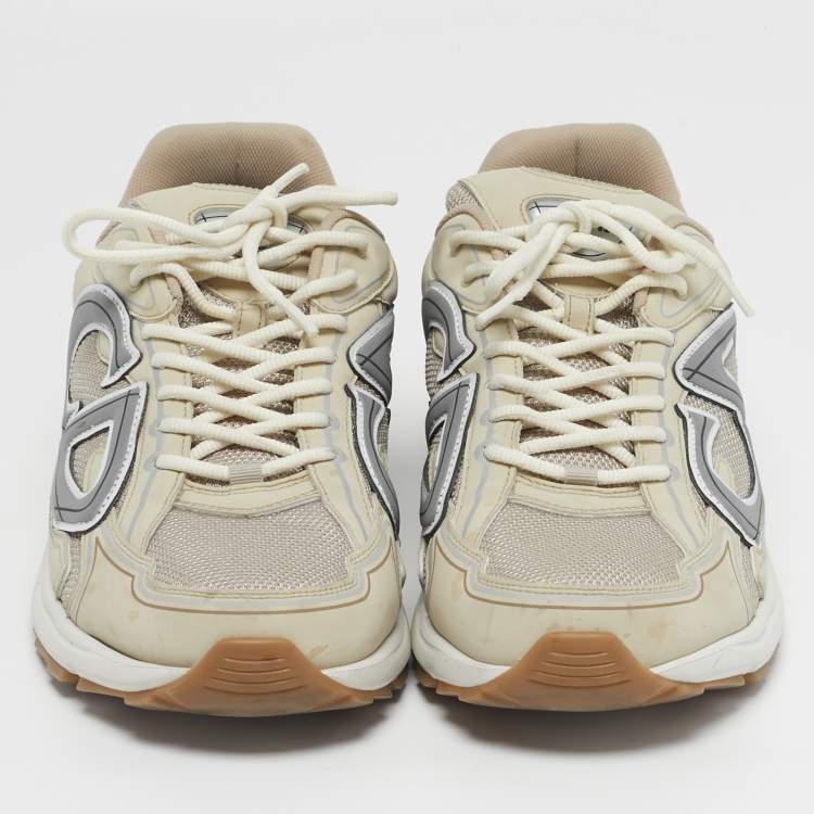 Pre Owned Dior B30 Size 45 Two Tone Leather and Mesh Lace Up Sneakers