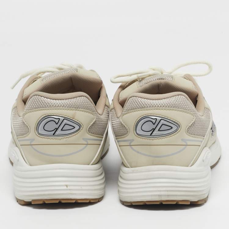 Pre Owned Dior B30 Size 45 Two Tone Leather and Mesh Lace Up Sneakers