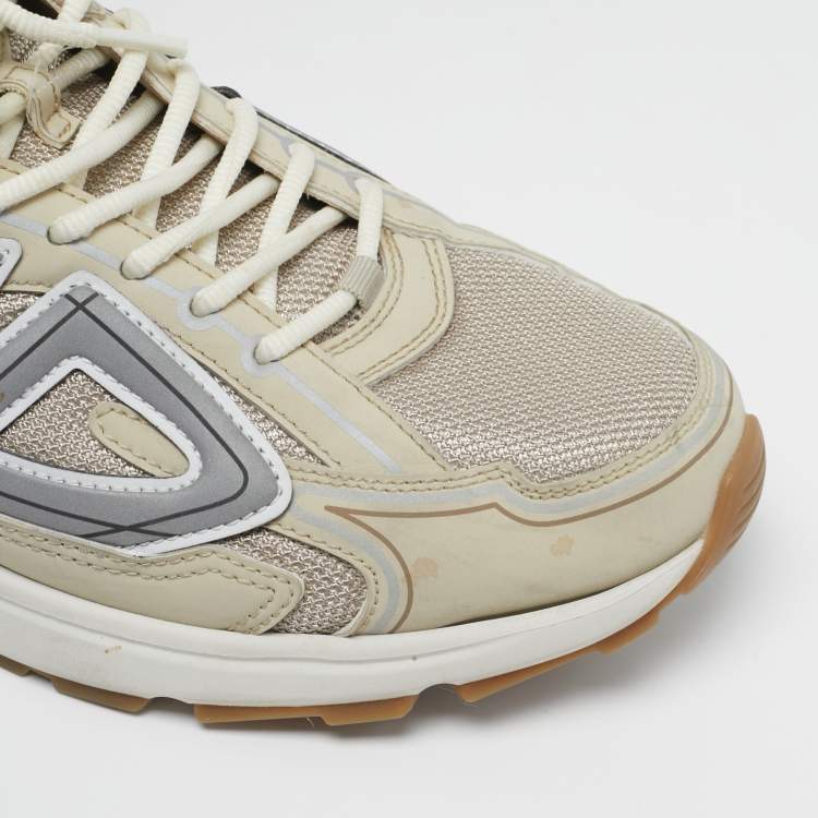 Pre Owned Dior B30 Size 45 Two Tone Leather and Mesh Lace Up Sneakers