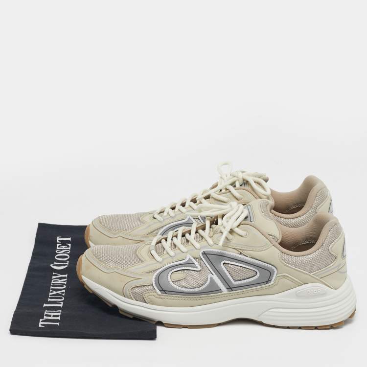 Pre Owned Dior B30 Size 45 Two Tone Leather and Mesh Lace Up Sneakers