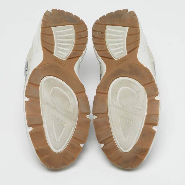 Pre Owned Dior B30 Size 45 Two Tone Leather and Mesh Lace Up Sneakers