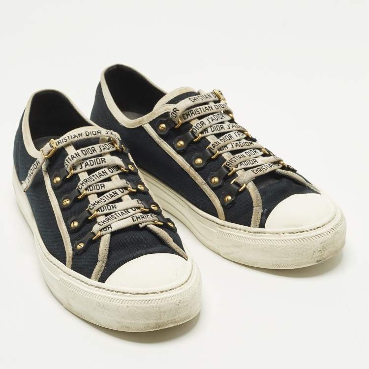 Pre Owned Dior Walk'n'Dior Size 41 Navy Blue/White Canvas Low Top Sneakers