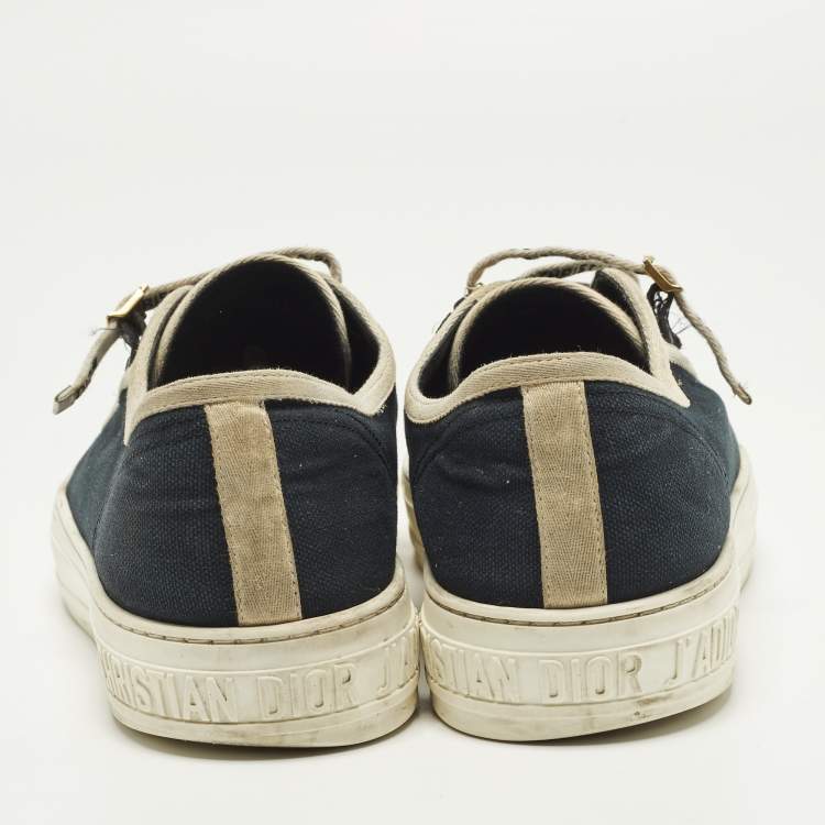 Pre Owned Dior Walk'n'Dior Size 41 Navy Blue/White Canvas Low Top Sneakers