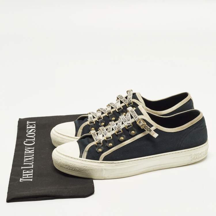 Pre Owned Dior Walk'n'Dior Size 41 Navy Blue/White Canvas Low Top Sneakers