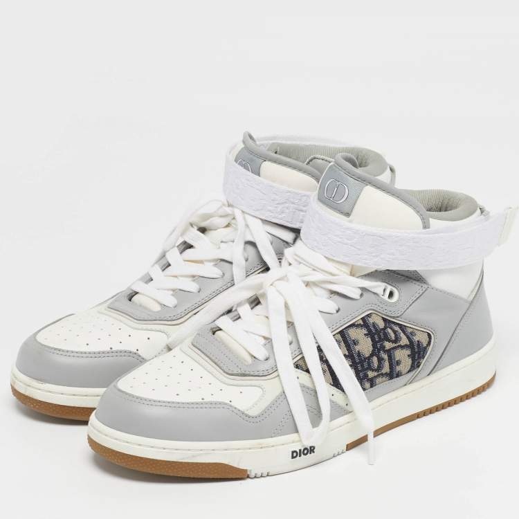 Pre Owned Dior B27 Size 45 Multicolor Jacquard and Leather High Top Sneakers