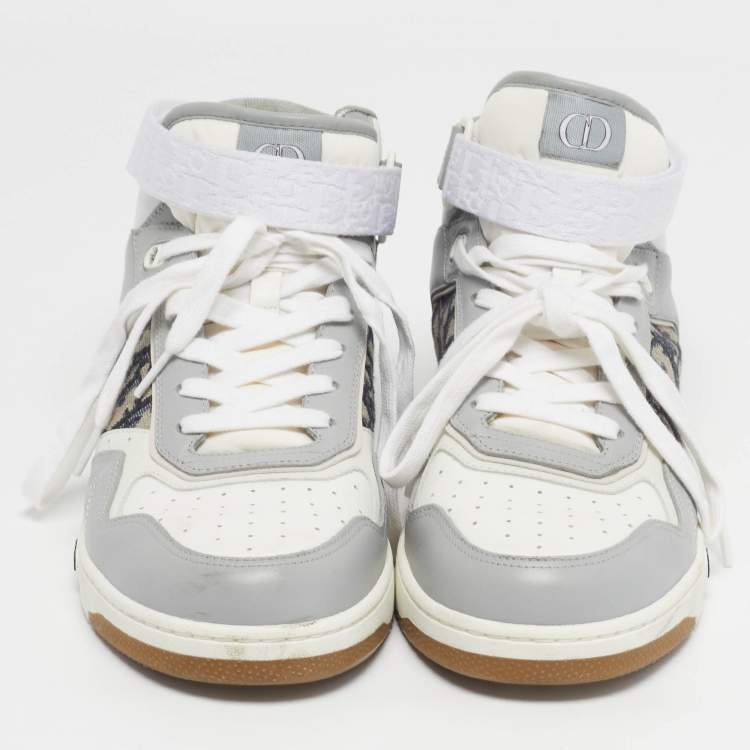 Pre Owned Dior B27 Size 45 Multicolor Jacquard and Leather High Top Sneakers