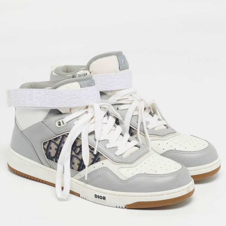 Pre Owned Dior B27 Size 45 Multicolor Jacquard and Leather High Top Sneakers