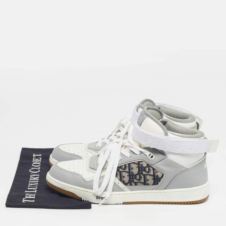 Pre Owned Dior B27 Size 45 Multicolor Jacquard and Leather High Top Sneakers