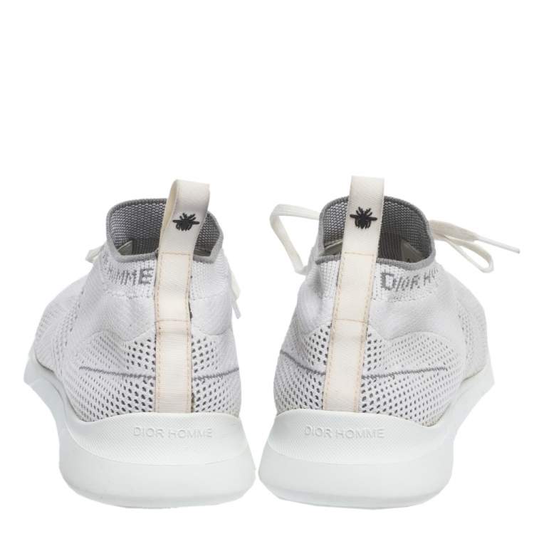Pre Owned Dior White/Grey Knit B21 Socks Low Top Sneakers Size 40.5