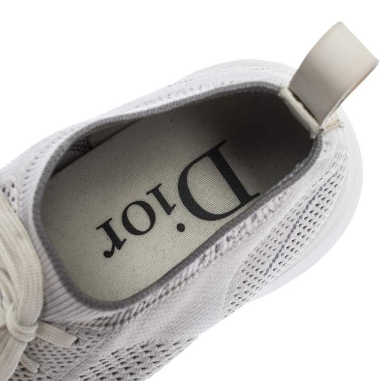 Pre Owned Dior White/Grey Knit B21 Socks Low Top Sneakers Size 40.5