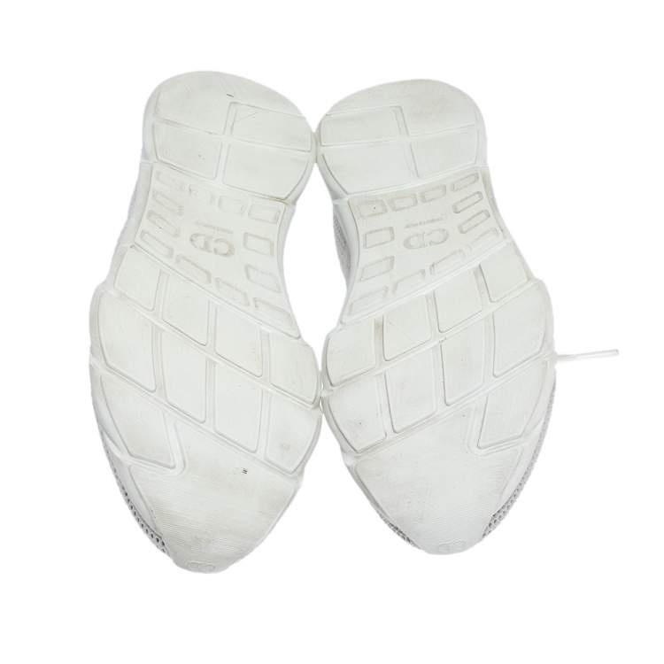 Pre Owned Dior White/Grey Knit B21 Socks Low Top Sneakers Size 40.5