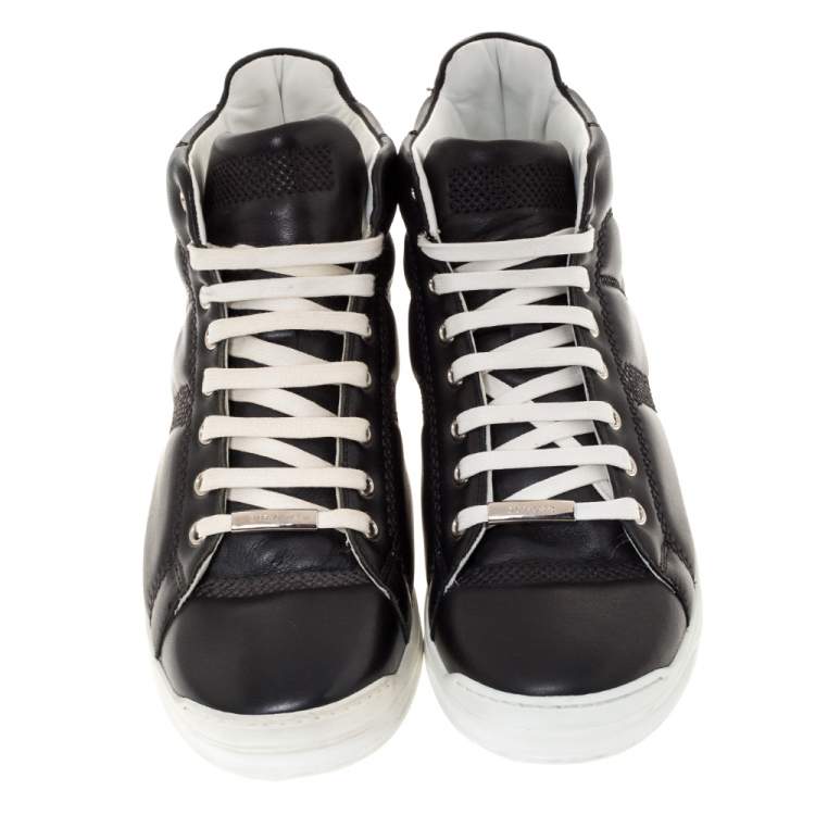Pre Owned Dior Black Leather Lace High Top Sneakers Size 41