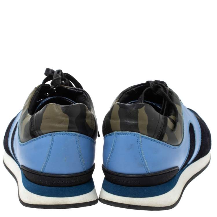 Pre Owned Dior Multicolor Camouflage Leather And Suede Lace Up Sneakers Size 44