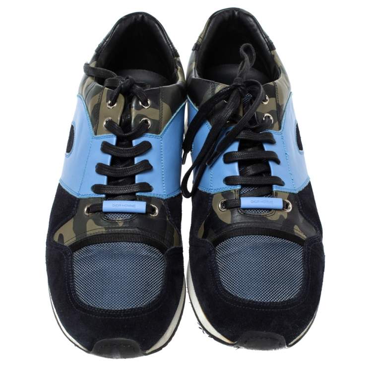 Pre Owned Dior Multicolor Camouflage Leather And Suede Lace Up Sneakers Size 44