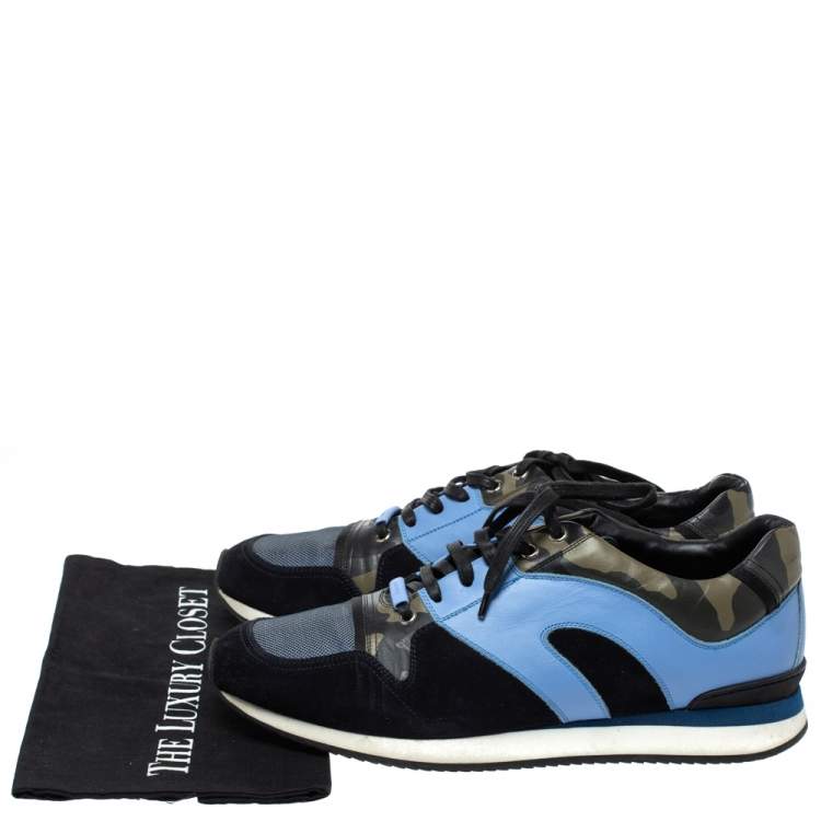 Pre Owned Dior Multicolor Camouflage Leather And Suede Lace Up Sneakers Size 44
