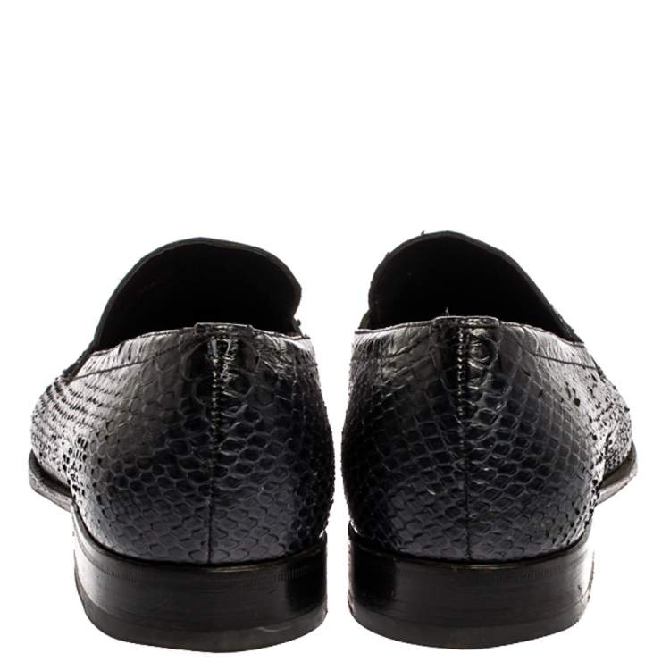 Pre Owned Dior Black Python Leather Penny Loafers Size 44