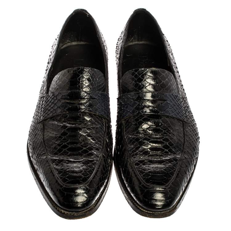Pre Owned Dior Black Python Leather Penny Loafers Size 44
