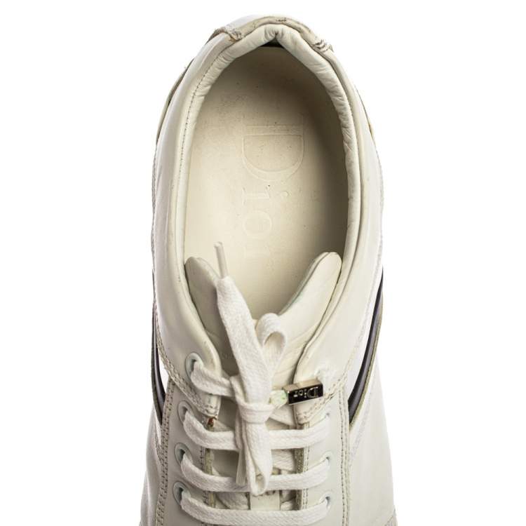 Pre Owned Dior Homme White Leather Low Top Sneakers Size 43