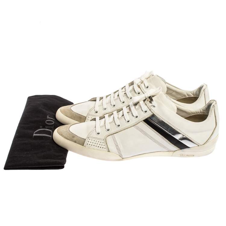 Pre Owned Dior Homme White Leather Low Top Sneakers Size 43
