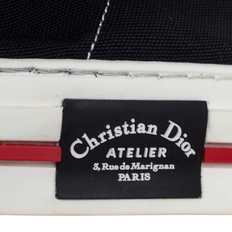 Pre Owned Dior Black/White Canvas Atelier High Top Sneakers Size 45