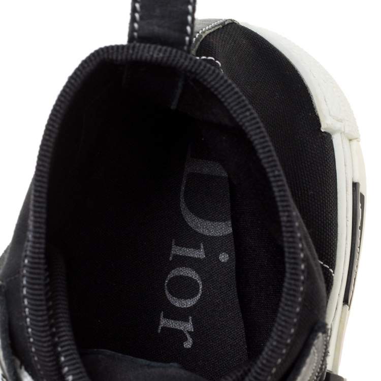 Pre Owned Dior Black/White Canvas Atelier High Top Sneakers Size 45