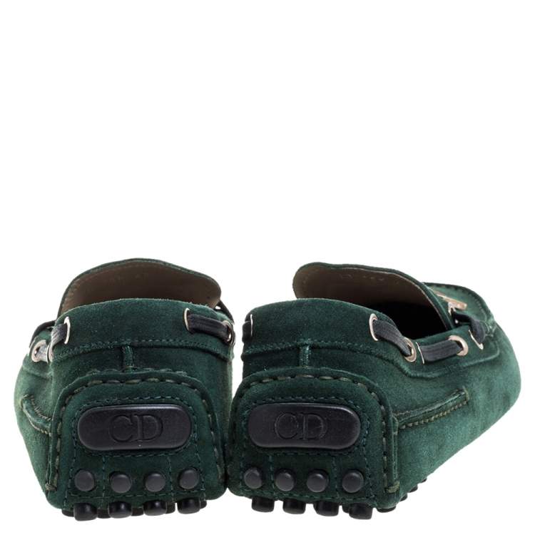 Pre Owned Dior Green Suede Loafers Size 42