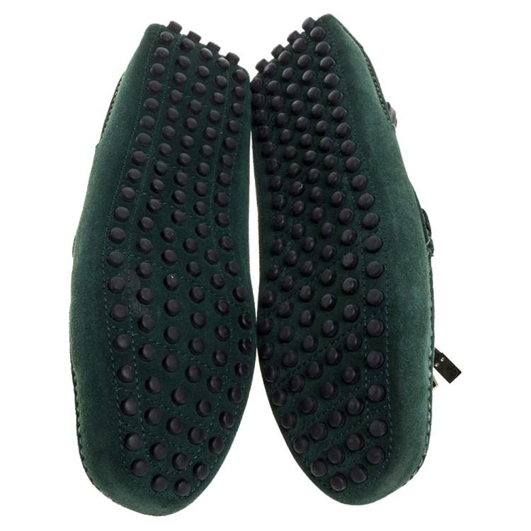 Pre Owned Dior Green Suede Loafers Size 42