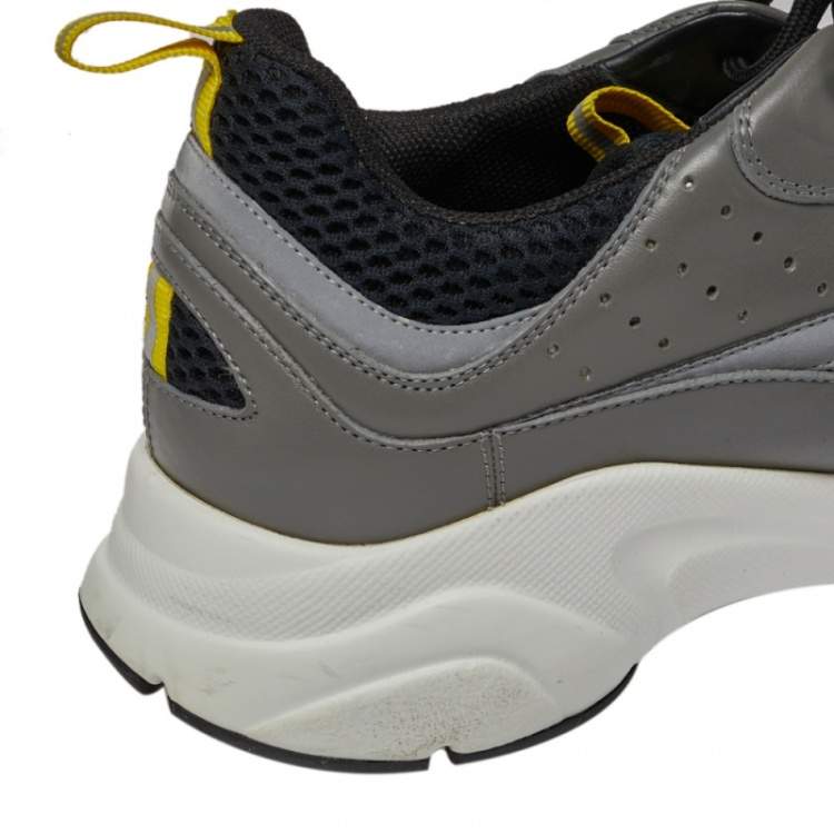 Pre Owned Dior Grey Mesh, Suede and Leather B22 Runner Sneakers Size 43