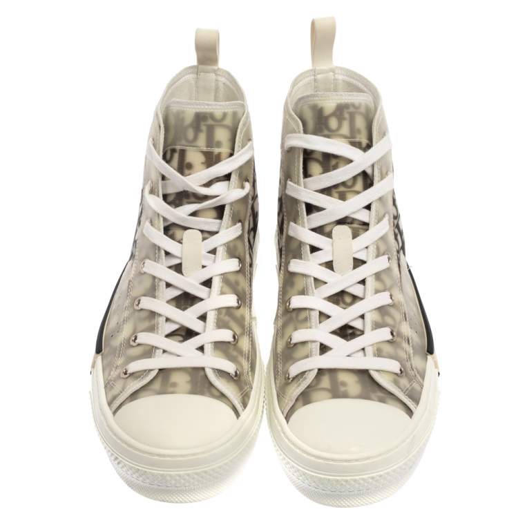 Pre Owned Dior White Oblique Mesh B23 High Top Sneakers Size 42