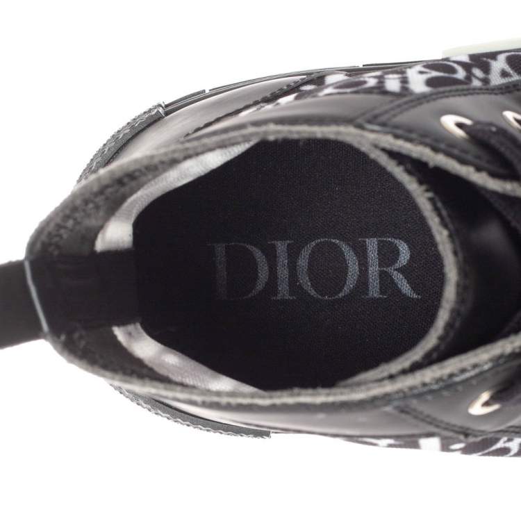 Pre Owned Dior Black Mesh And Oblique B-23 High Top Sneakers Size 42