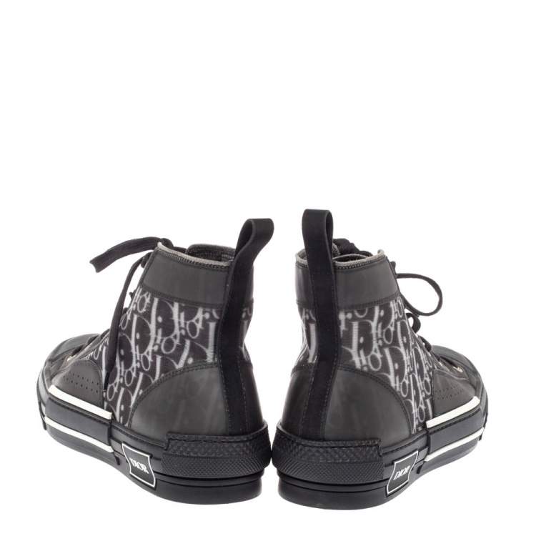 Pre Owned Dior Black Mesh And Oblique B-23 High Top Sneakers Size 42