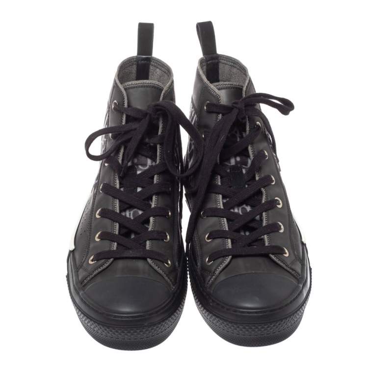 Pre Owned Dior Black Mesh And Oblique B-23 High Top Sneakers Size 42